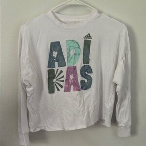 Adidas White Long Sleeve Tee with Graphic Design